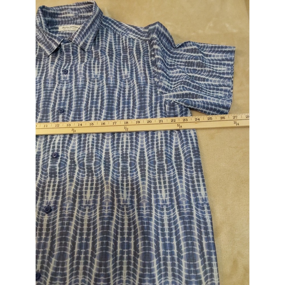 Tommy Bahama IslandZone Shirt Mens Large Blue Geometric Button Up Stretch Casual - Picture 8 of 14